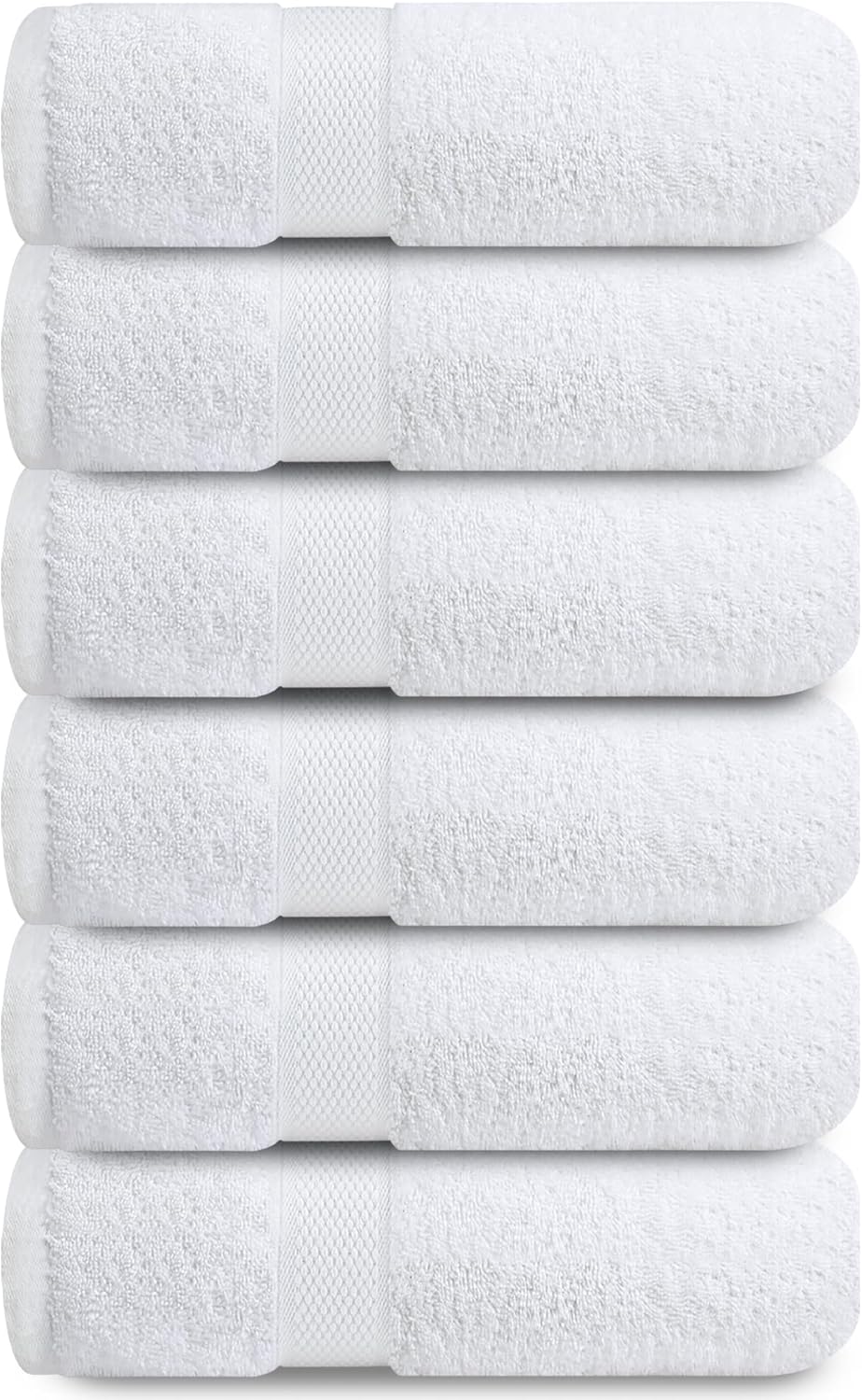 Premium Hand Towels | 6-Pack | 100% Cotton | 40 x 72 cm | Ultra-Soft & Highly Absorbent | Ideal for Gym, Spa, Hotel & Household Use - Brilliant White