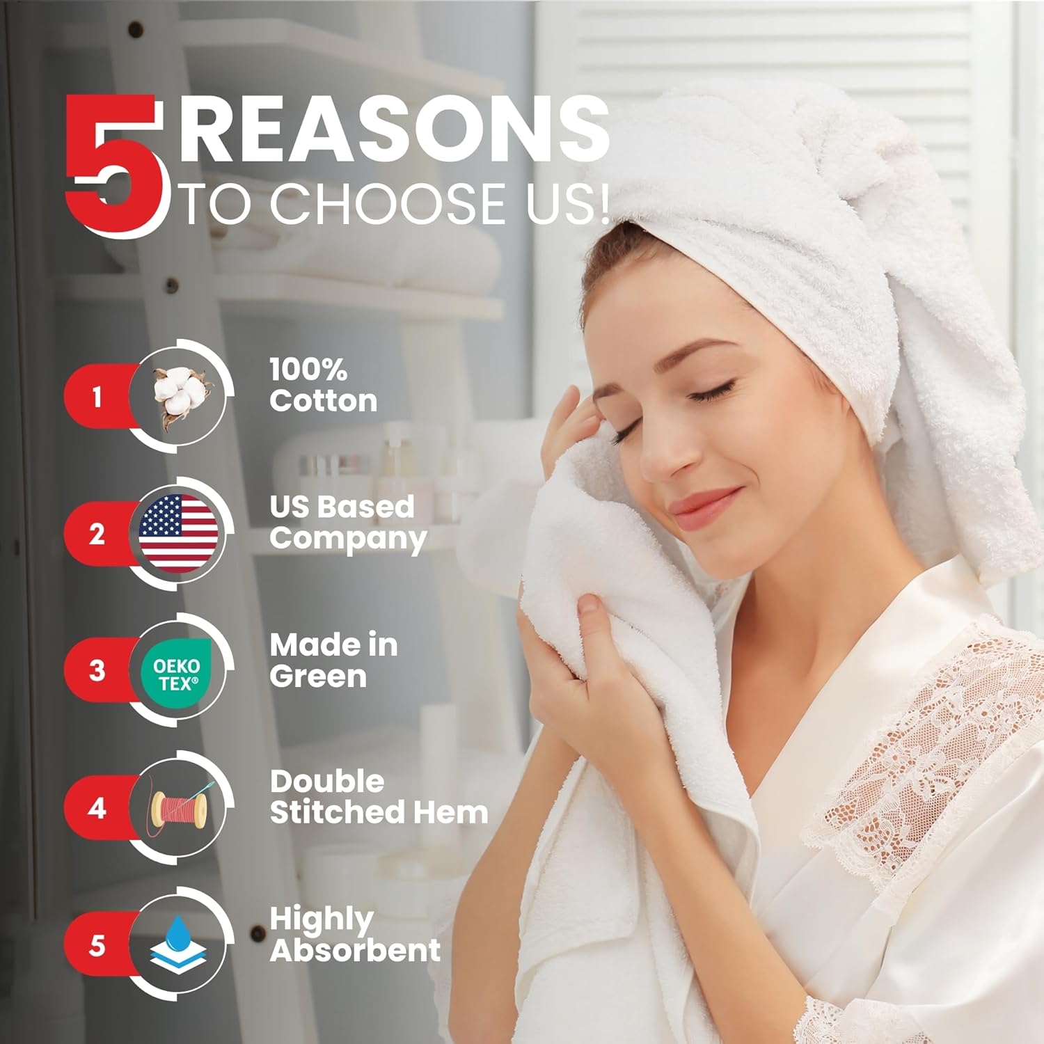 Premium Hand Towels | 6-Pack | 100% Cotton | 40 x 72 cm | Ultra-Soft & Highly Absorbent | Ideal for Gym, Spa, Hotel & Household Use - Charming Grey