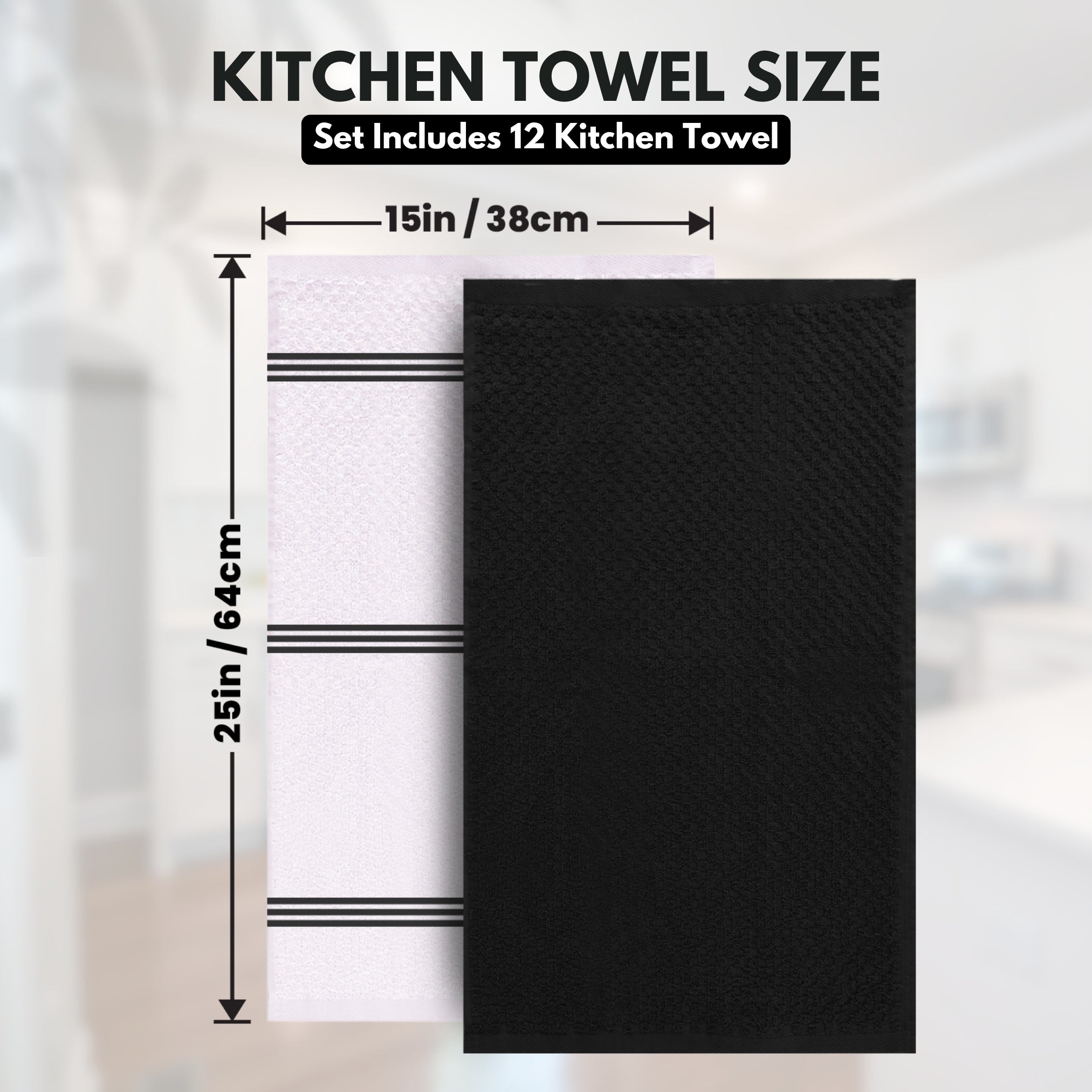Premium Tea Towels | Pack of 12 | 100% Cotton |38 x 64 cm| Ultra Soft & Highly Absorbent Terry Dish Towels for Kitchen, Bar Towels for Daily Household Cleaning Use - Sturdy Green