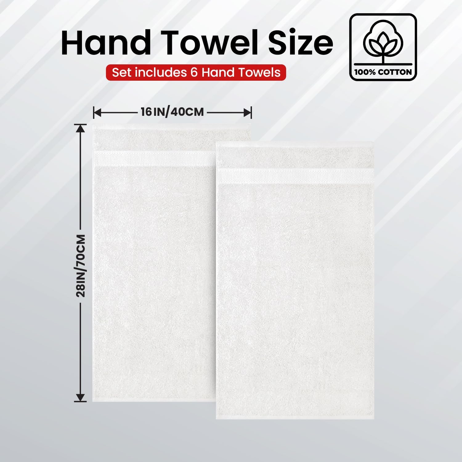 Premium Hand Towels | 6-Pack | 100% Cotton | 40 x 72 cm | Ultra-Soft & Highly Absorbent | Ideal for Gym, Spa, Hotel & Household Use - Charming Grey