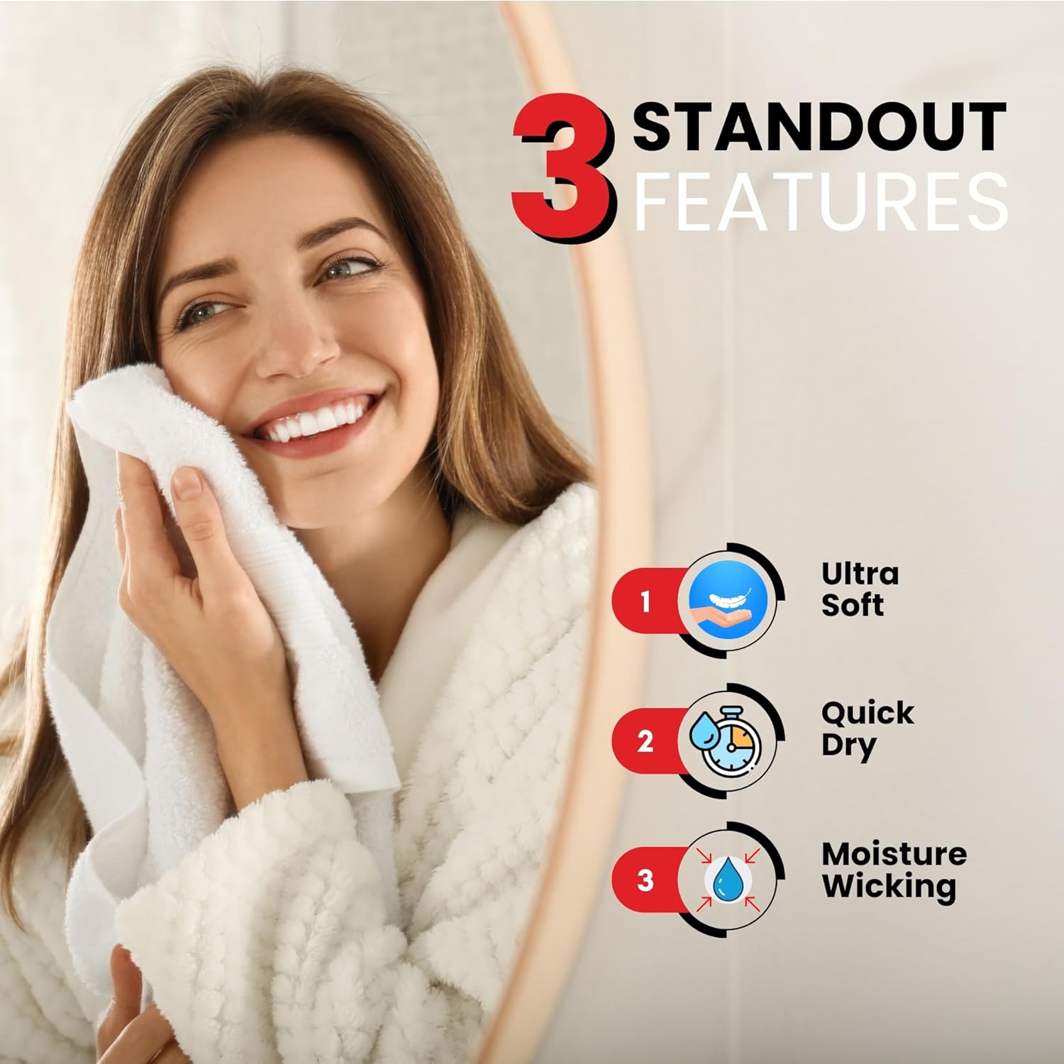 Premium Hand Towels | 6-Pack | 100% Cotton | 40 x 72 cm | Ultra-Soft & Highly Absorbent | Ideal for Gym, Spa, Hotel & Household Use - Charming Grey