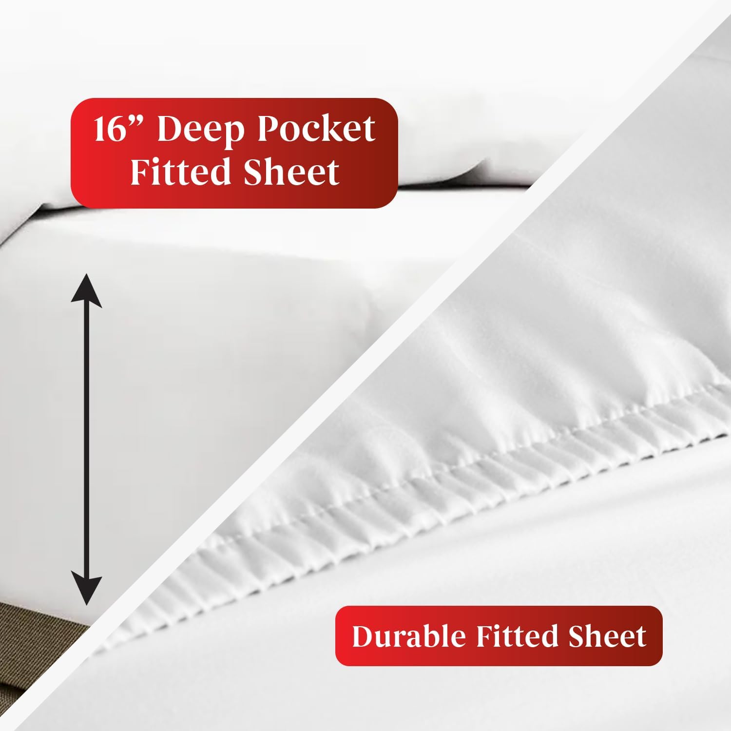 Infinitee Xclusives Premium White King Bed Sheet Set – 4 Piece Bed Sheet Set – King Size 270 cm x 260 cm - Soft Brushed Microfiber Bed Sheets - 40 cm Deep Pockets Sheets Wrinkle Free & Fade Resistant
