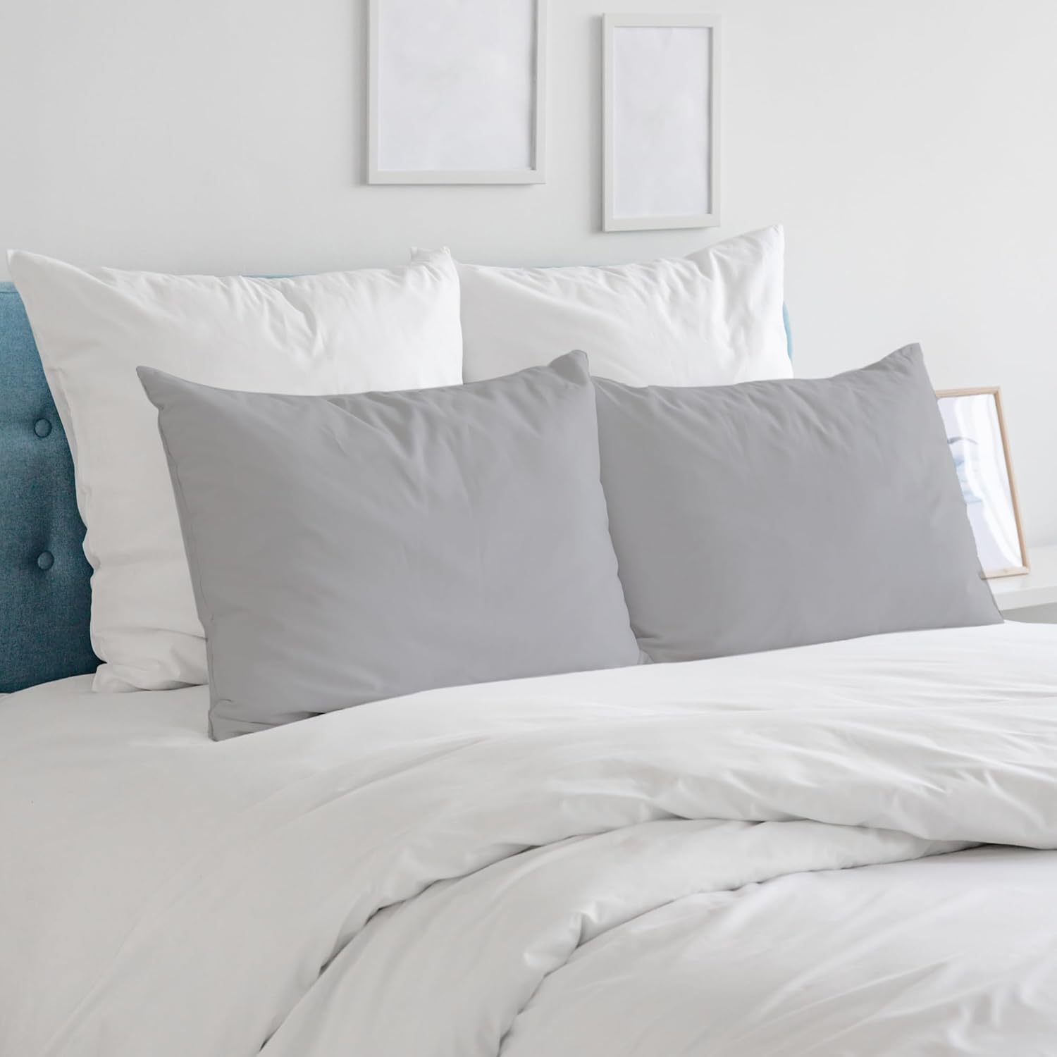 Premium Grey King Pillow Cases - 2 Piece Set Pillow Cover - Soft Brushed Microfiber Fabric - Pillow Case Standard Size (50 x 90 cm) by Infinitee Xclusives