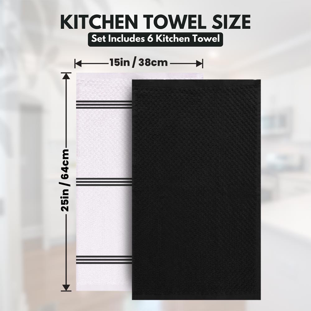 Premium Tea Towels | Pack of 6 | 100% Cotton |38 x 64 cm| Ultra Soft & Highly Absorbent Terry Dish Towels for Kitchen, Bar Towels for Daily Household Cleaning Use - Sturdy Green