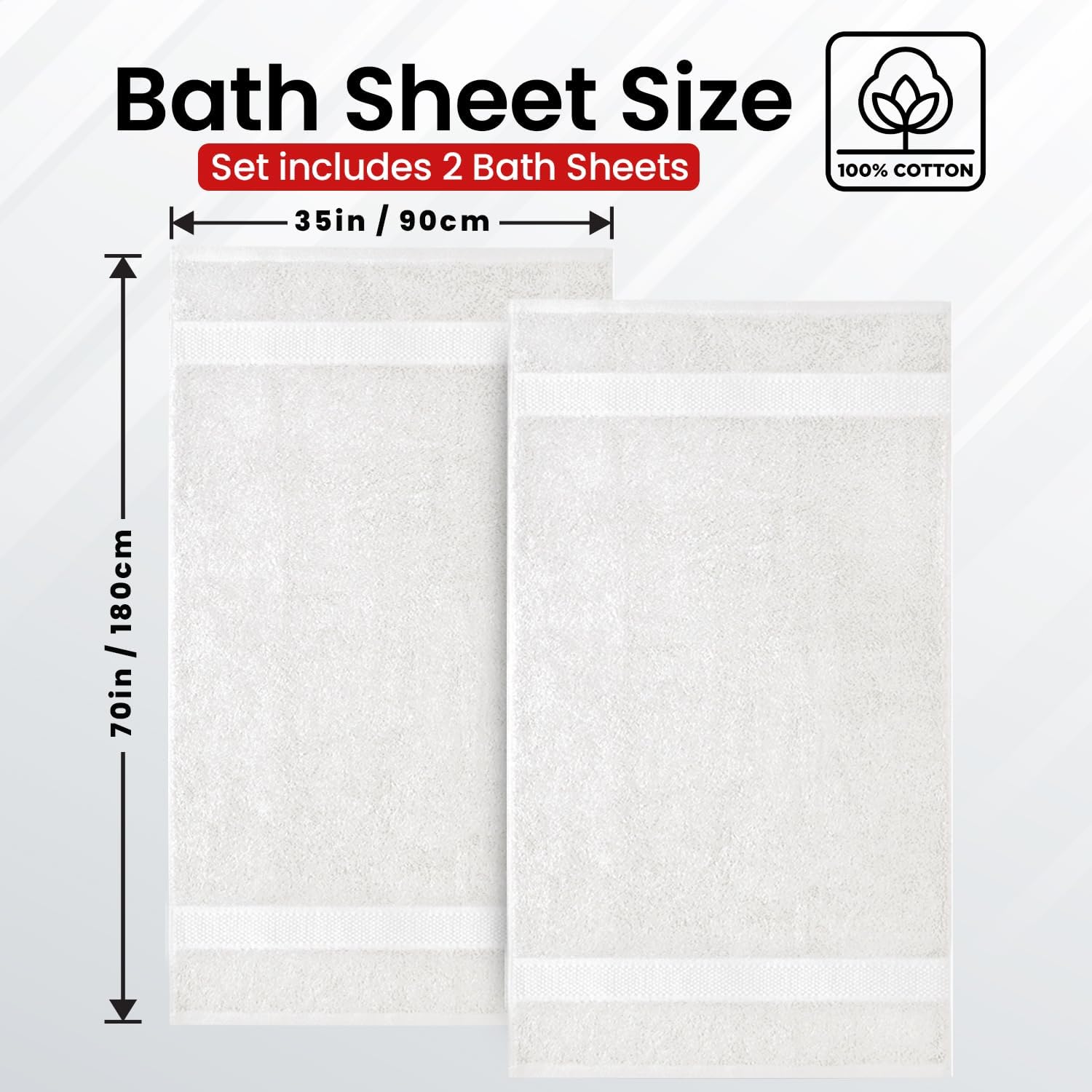 Premium Bath Sheets Towels for Adults – 2 Pack Extra Large Bath Towels 90x180cm-100% Soft Cotton, Absorbent Oversized Bathroom Towels, Hotel & Spa Quality Towel - Burgundy