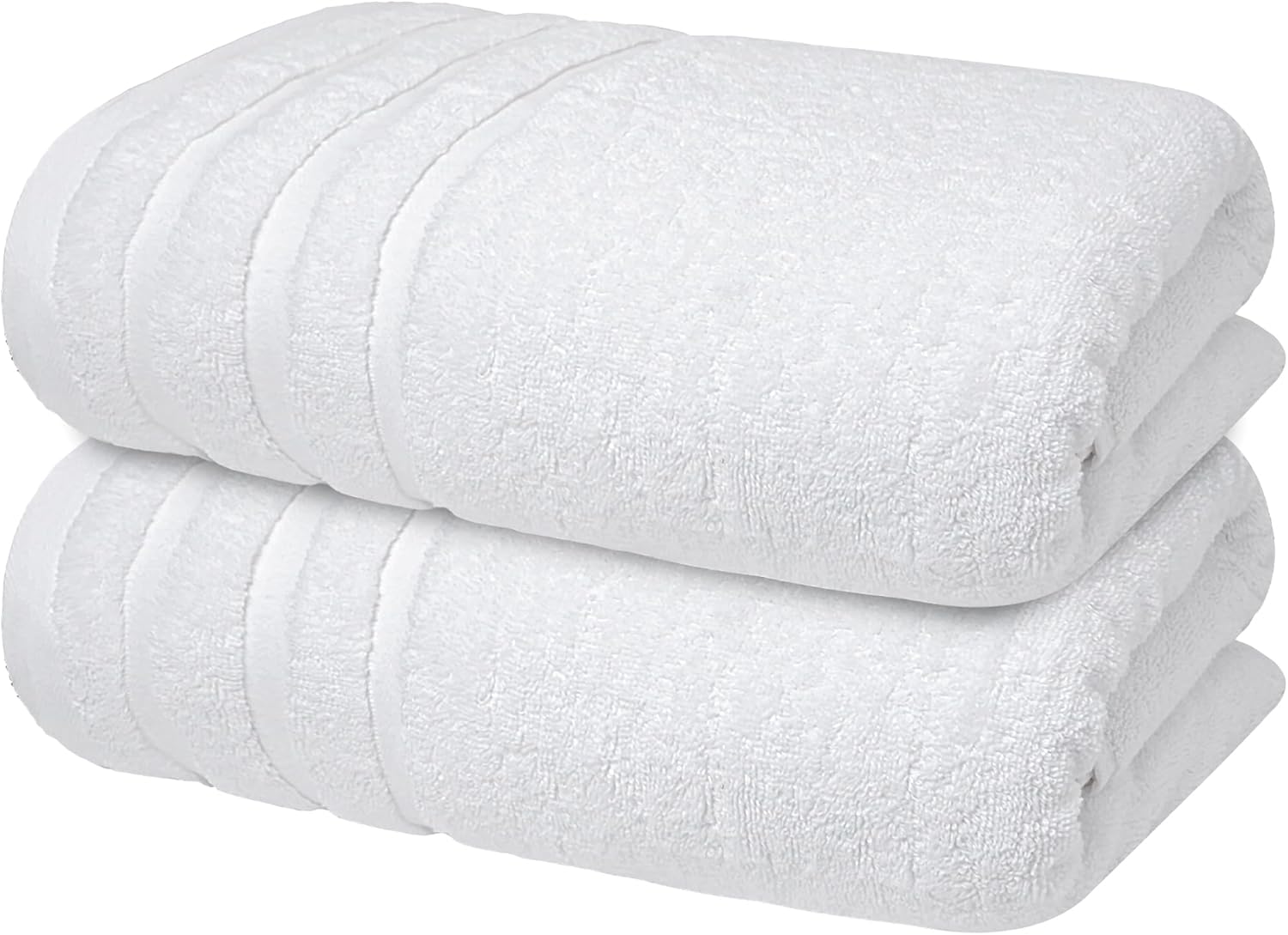Bath Towels Set of 2 (70x140 cm) – 100% Soft Ring-Spun Cotton, Ultra Soft & Highly Absorbent Towels for Spa, Gym, Hotel & Everyday Bathroom Use - Brilliant White