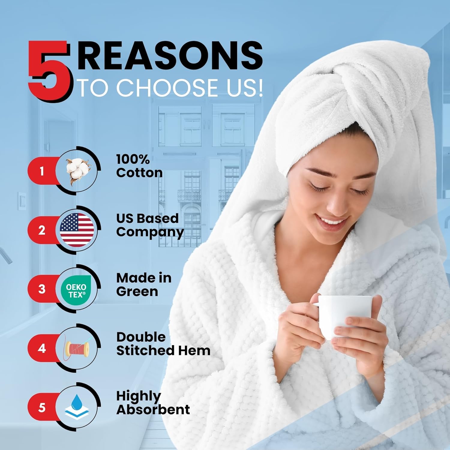 Bath Towels Set of 2 (70x140 cm) – 100% Soft Ring-Spun Cotton, Ultra Soft & Highly Absorbent Towels for Spa, Gym, Hotel & Everyday Bathroom Use - Brilliant White