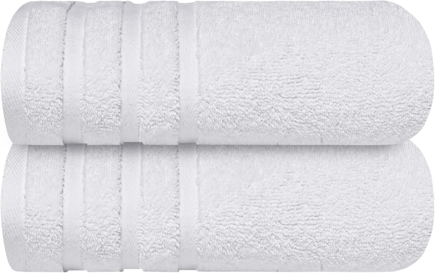 Bath Towels Set of 2 (70x140 cm) – 100% Soft Ring-Spun Cotton, Ultra Soft & Highly Absorbent Towels for Spa, Gym, Hotel & Everyday Bathroom Use - Brilliant White