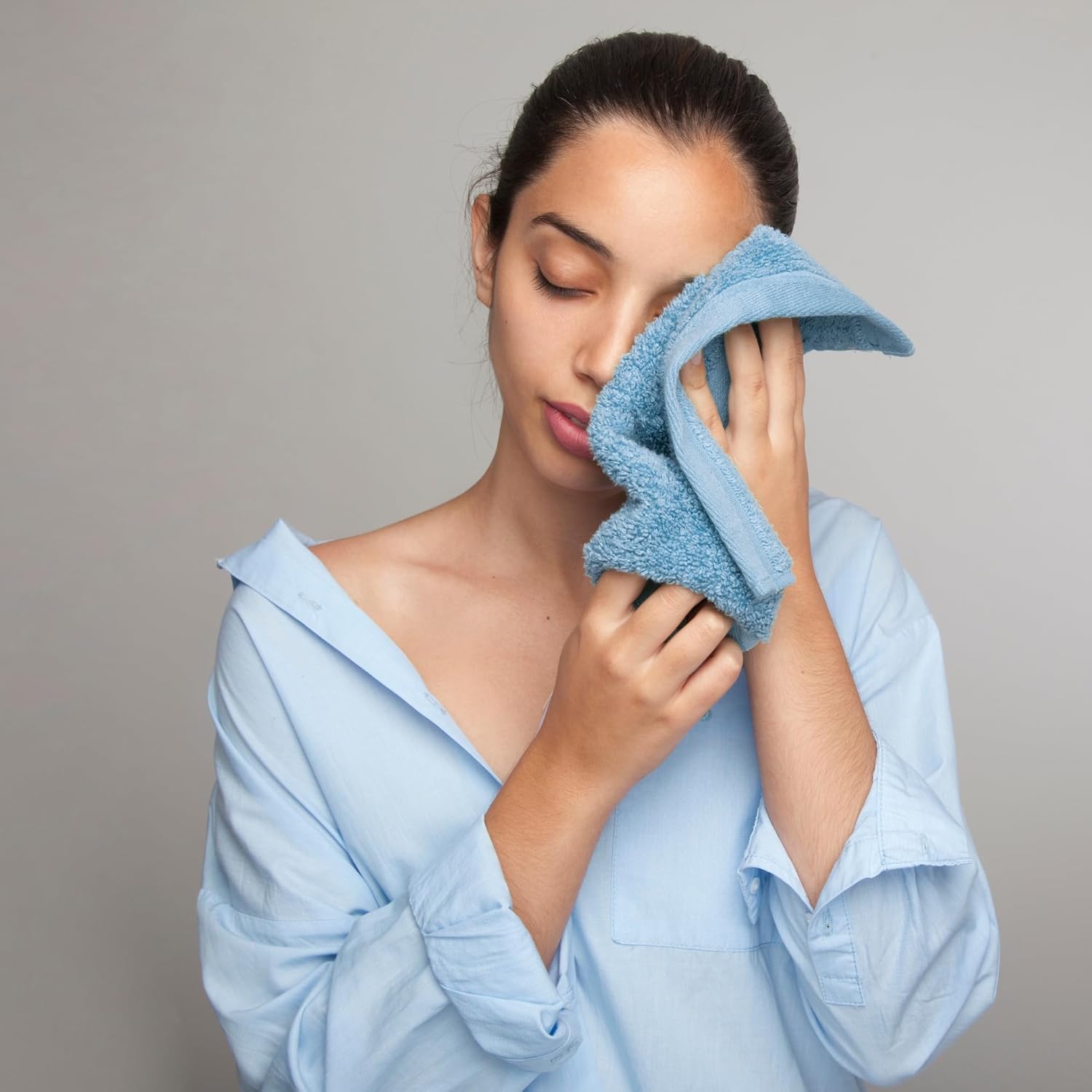 12 Pack Face Cloths |30x30 cm| 100% Cotton Wash Cloths - Ultra Soft & Highly Absorbent Fingertip Towels for Spa, Gym, Hotel & Bathroom - Eloquent Blue