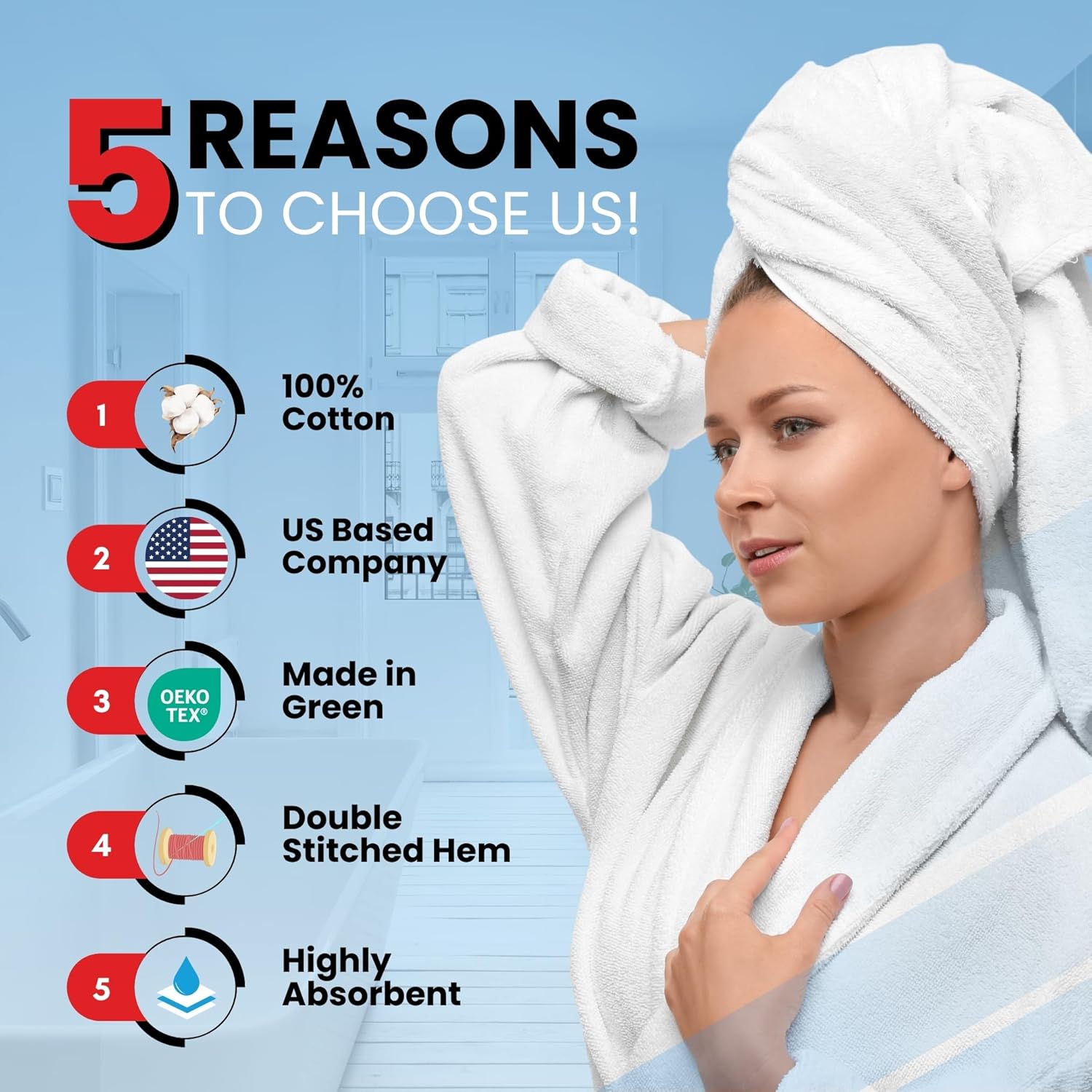 Premium Bath Towel Set 8-Piece (2 Bath Towels, 2 Hand Towels, 4 Washcloths), Super Absorbent Soft 100% Ring-Spun Cotton for Spa, Gym, Hotel & Bathroom - Charming Grey