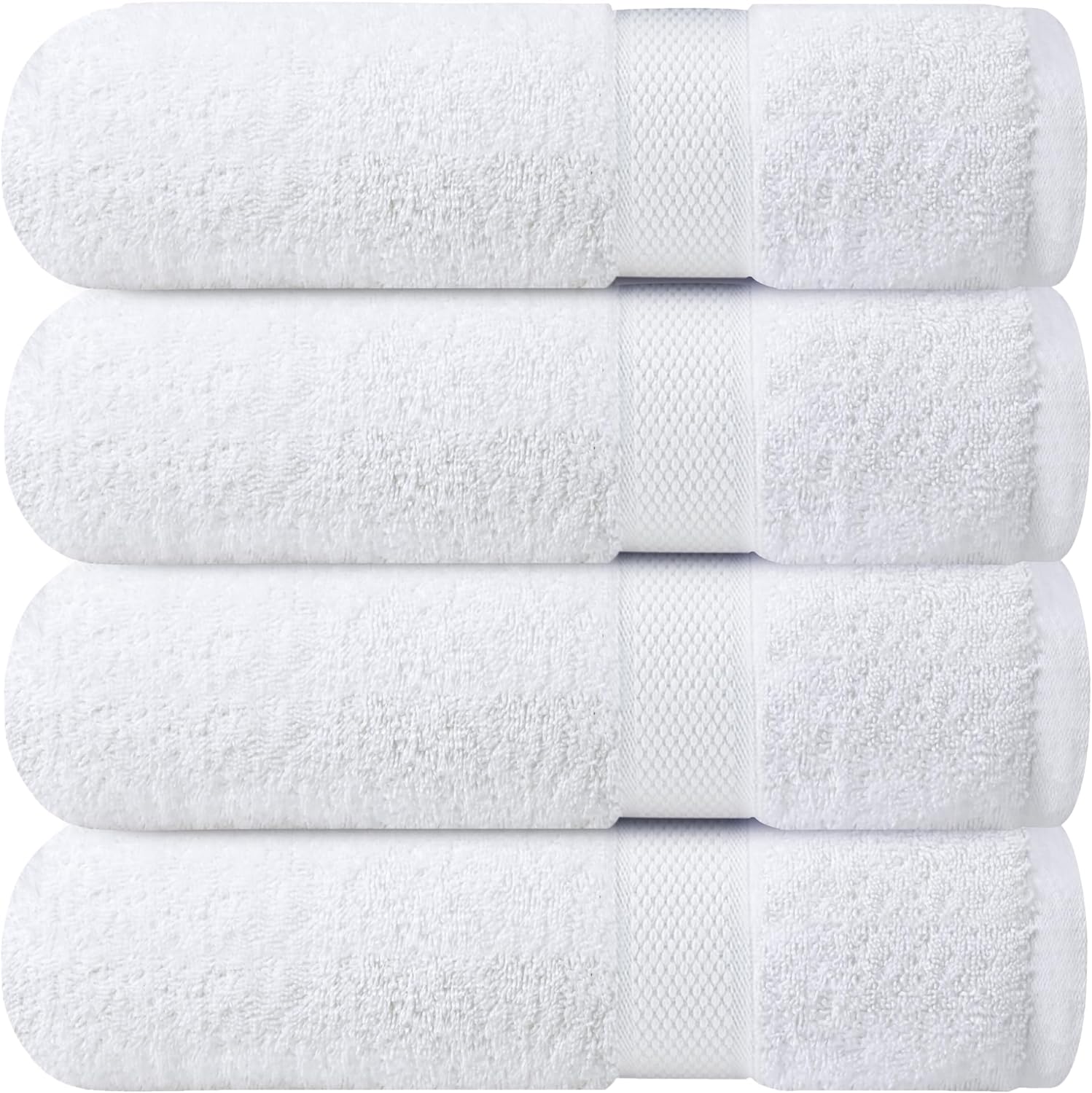 Premium Bath Towels for Bathroom Set of 4 (70x140 cm), 100% Soft Ring-Spun Cotton Bathroom Towels, Quick Dry, Durable, Ideal for Daily Use - Brilliant White