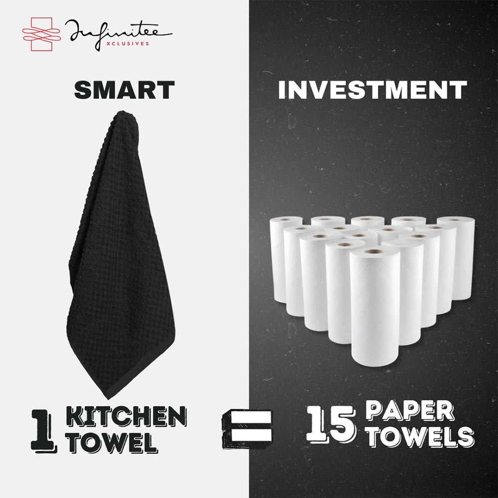 Premium Tea Towels | Pack of 6 | 100% Cotton |38 x 64 cm| Ultra Soft & Highly Absorbent Terry Dish Towels for Kitchen, Bar Towels for Daily Household Cleaning Use - Sturdy Green
