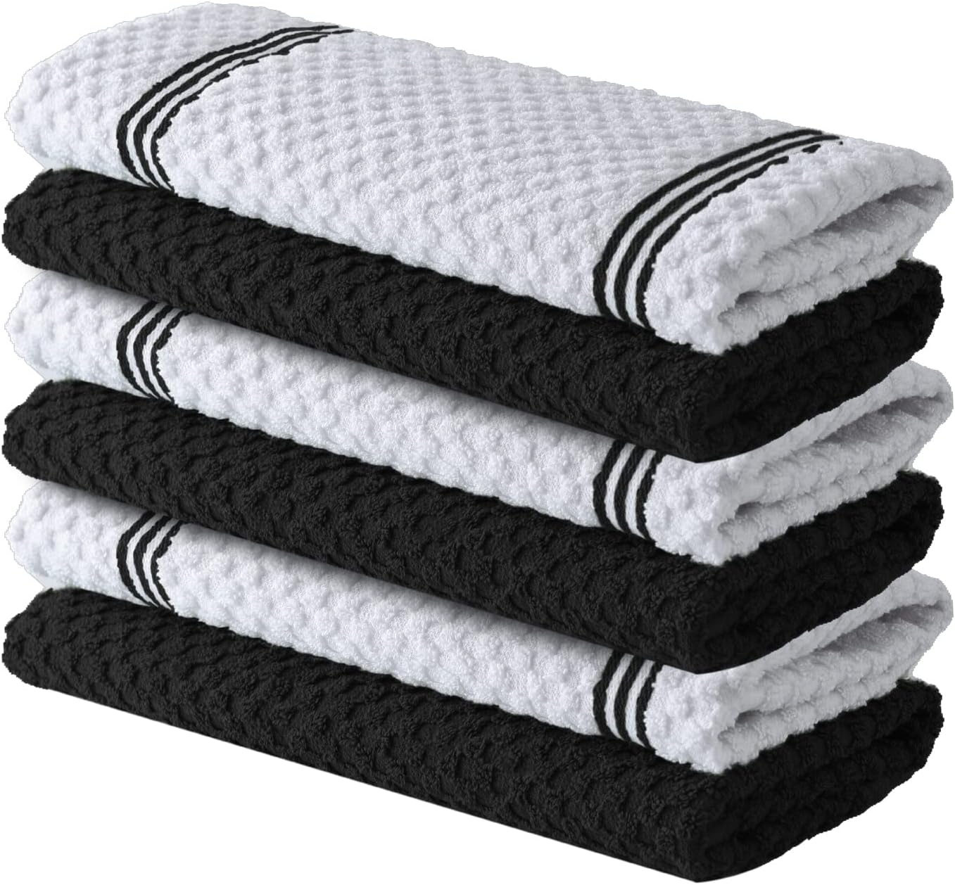 Premium  Kitchen Towels – Pack of 6, 100% Cotton 40cm x 70cm Absorbent Dish Towels - 425 GSM Tea Towels