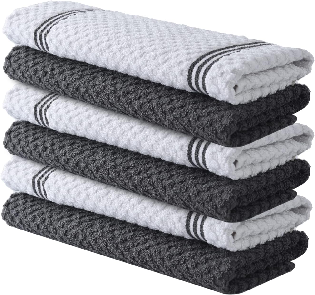 Premium  Kitchen Towels – Pack of 6, 100% Cotton 40cm x 70cm Absorbent Dish Towels - 425 GSM Tea Towels