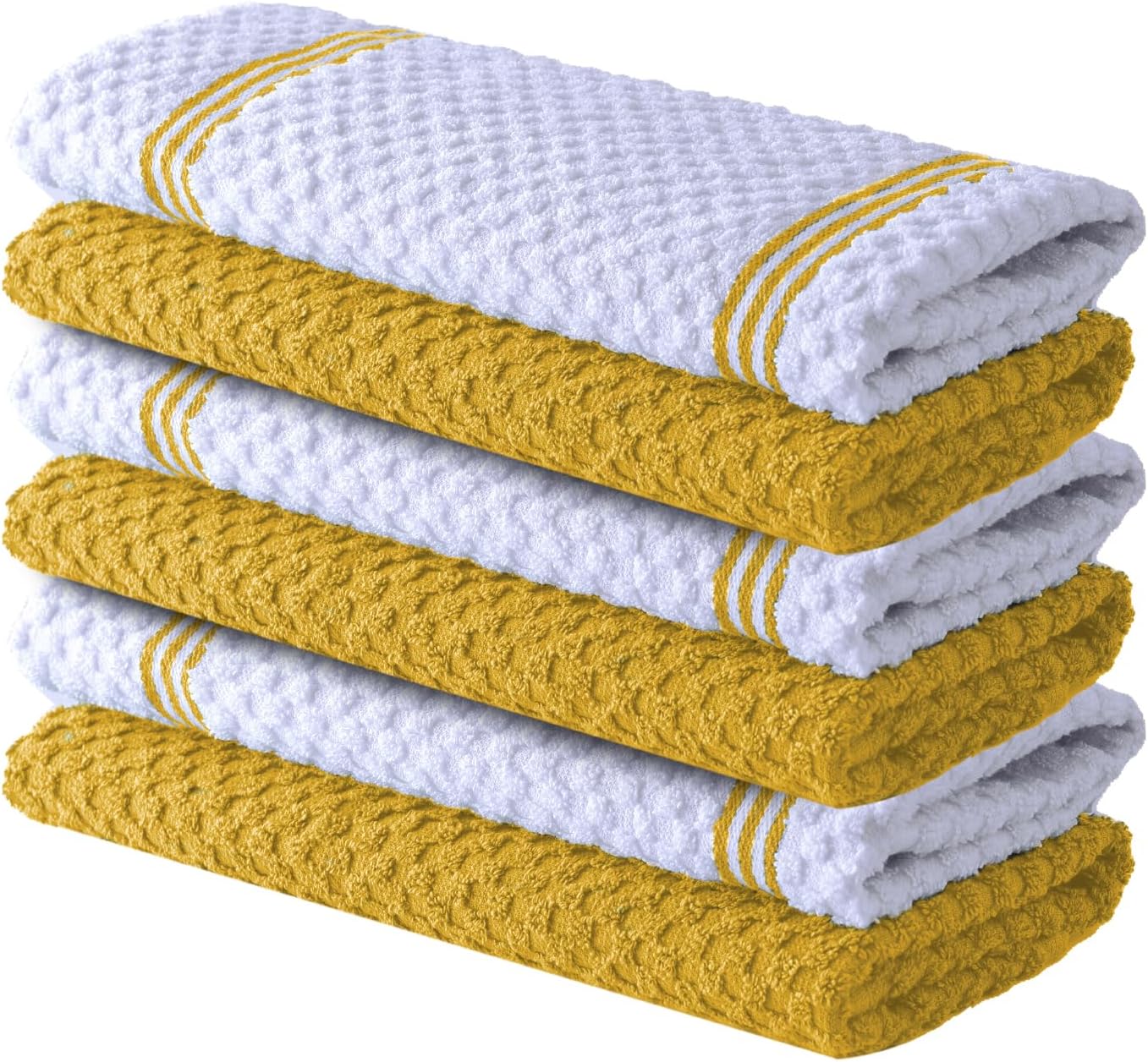 Premium  Kitchen Towels – Pack of 6, 100% Cotton 40cm x 70cm Absorbent Dish Towels - 425 GSM Tea Towels