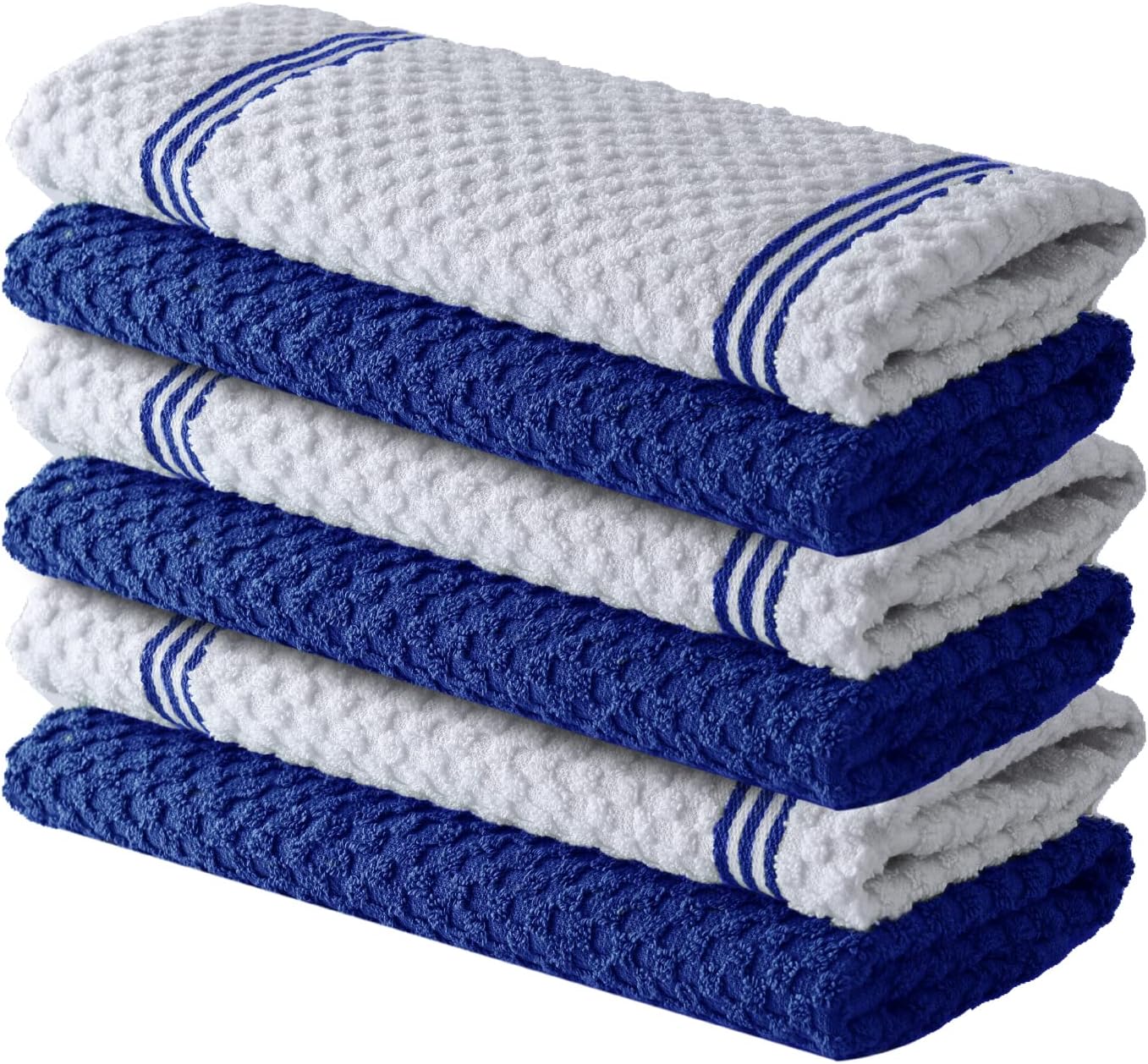 Premium  Kitchen Towels – Pack of 6, 100% Cotton 40cm x 70cm Absorbent Dish Towels - 425 GSM Tea Towels