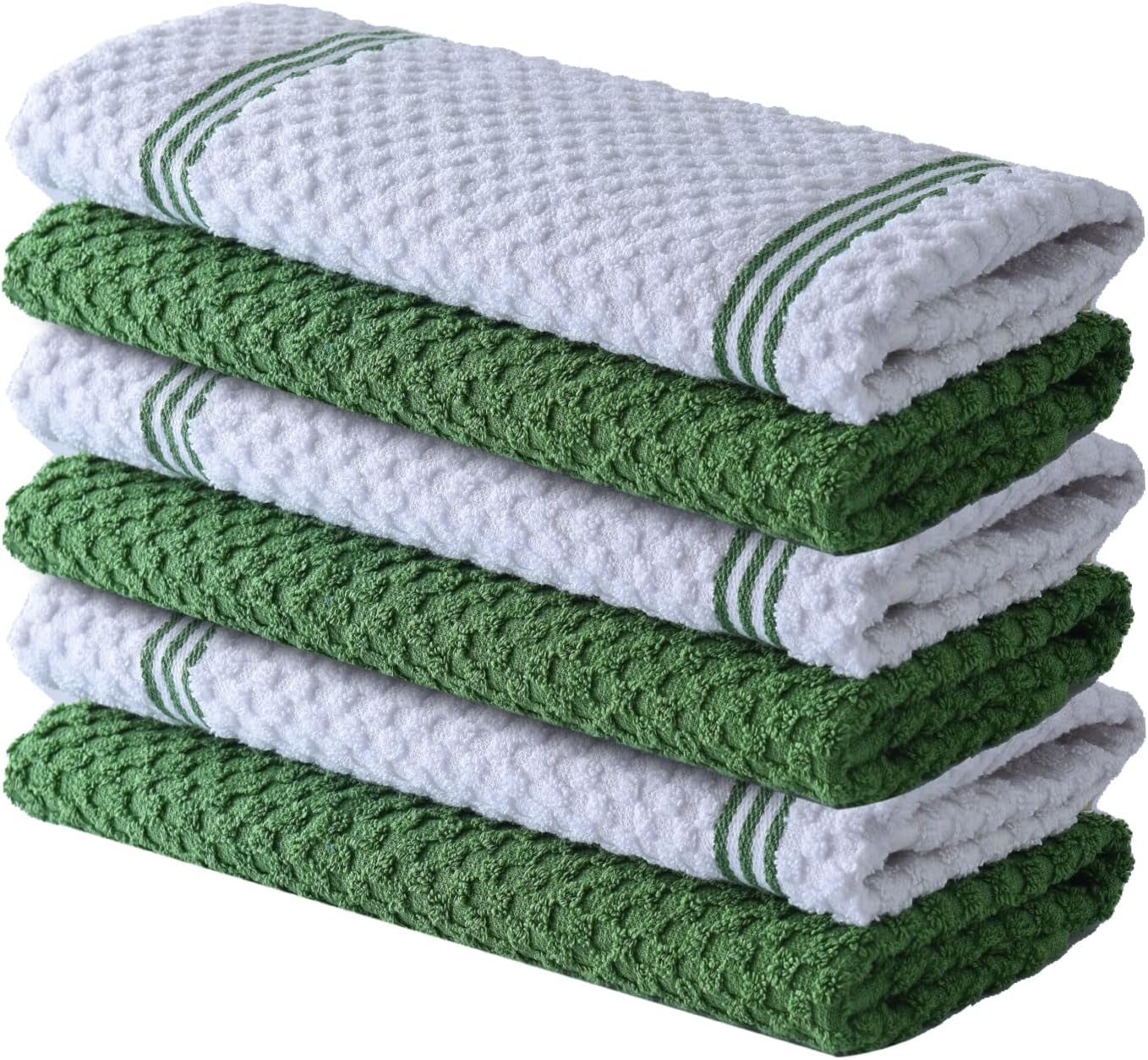 Premium  Kitchen Towels – Pack of 6, 100% Cotton 40cm x 70cm Absorbent Dish Towels - 425 GSM Tea Towels