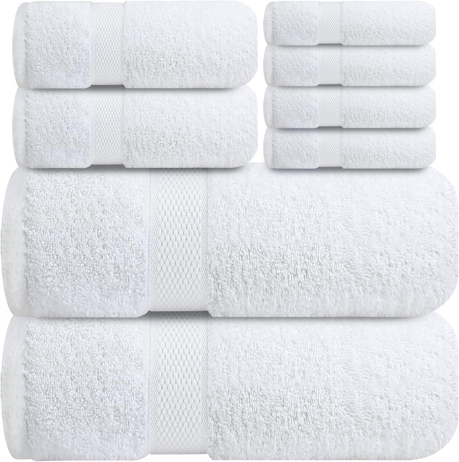 Premium Blue Bath Towels Set - [Pack of 8] 100% Cotton Highly Absorbent 2 Bath Towels, 2 Hand Towels and 4 Washcloths - Luxury Hotel & Spa Quality Bath Towels for Bathroom by Infinitee Xclusives